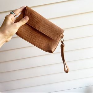 NEW Anthropologie Llani Wristlet Leather Suede Brown